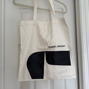 Isabel Marant Cream and Black Graphic Tote